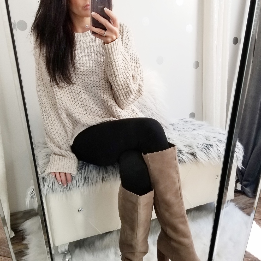 Cream Chenille Sweater Slouchy Neutral Sweaters - Picture 6 of 6